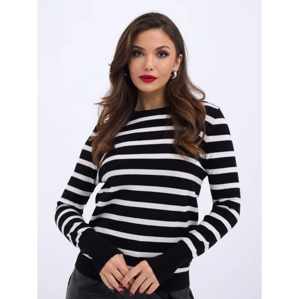 42271 TRİKO ÇİZGİLİ SALAŞ KAZAK-SİYAH-EKRU