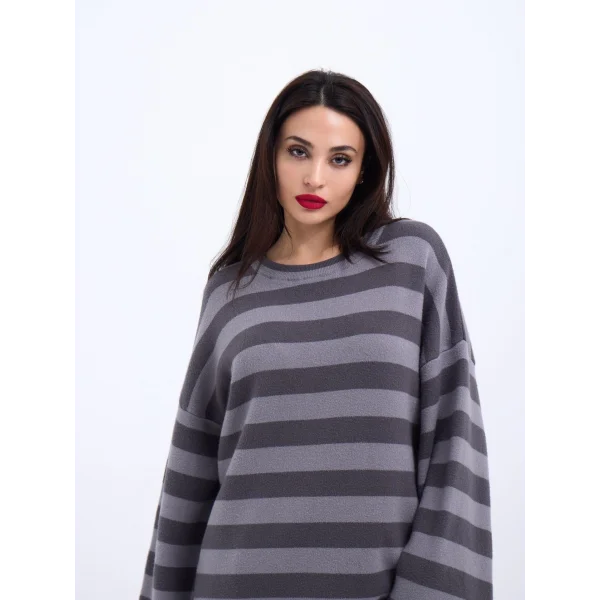 42291 TRİKO ÇİZGİLİ SALAŞ KAZAK-GRİ-ANTRASİT