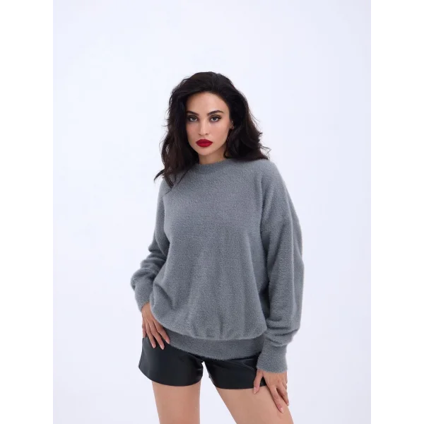 42331 TRİKO SIFIR YAKA SALAŞ KAZAK-GRİ