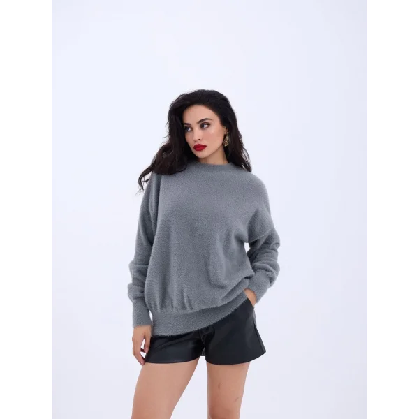 42331 TRİKO SIFIR YAKA SALAŞ KAZAK-GRİ