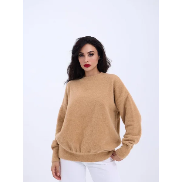 42331 TRİKO SIFIR YAKA SALAŞ KAZAK-VİZON