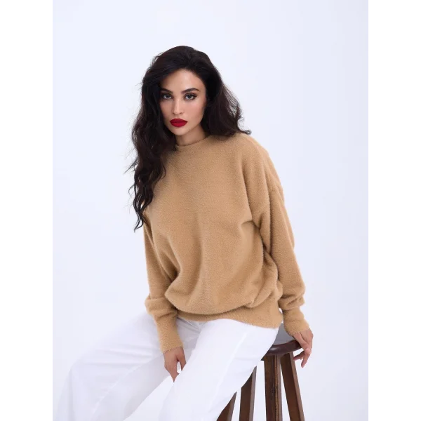 42331 TRİKO SIFIR YAKA SALAŞ KAZAK-VİZON