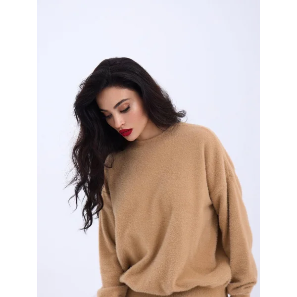 42331 TRİKO SIFIR YAKA SALAŞ KAZAK-VİZON