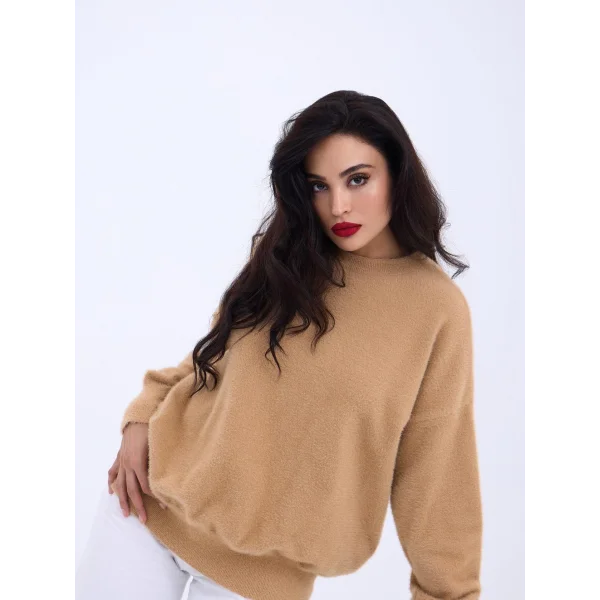 42331 TRİKO SIFIR YAKA SALAŞ KAZAK-VİZON