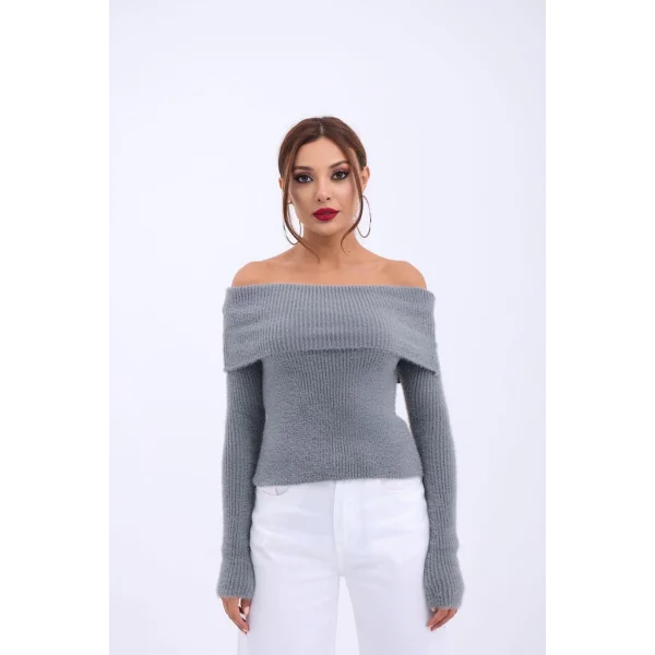 42431 TRİKO DEGAJE YAKA KAZAK-ANTRASİT