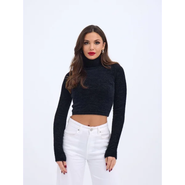 42461 TRİKO SİMLİ BALIKÇI KAZAK-SİYAH