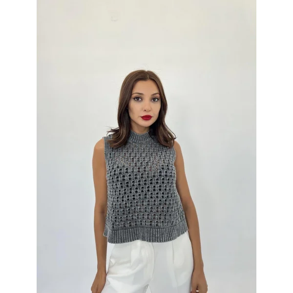 43021 TRİKO FİLE SÜVETER-ANTRASİT