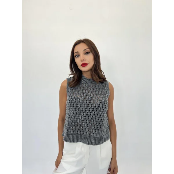 43021 TRİKO FİLE SÜVETER-ANTRASİT