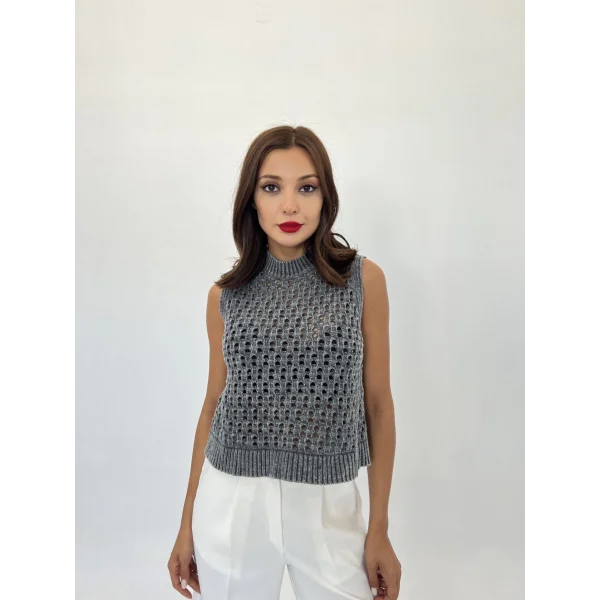 43021 TRİKO FİLE SÜVETER-ANTRASİT