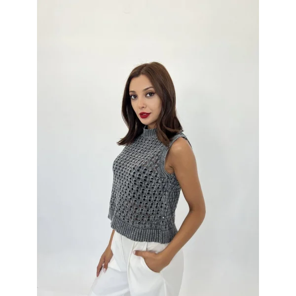 43021 TRİKO FİLE SÜVETER-ANTRASİT