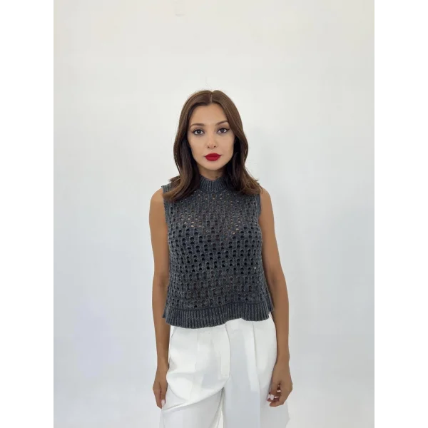 43021 TRİKO FİLE SÜVETER-SİYAH
