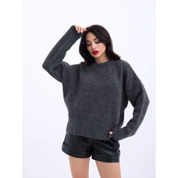 43031 TRİKO YARIM BALIKÇI KISA KAZAK-ANTRASİT