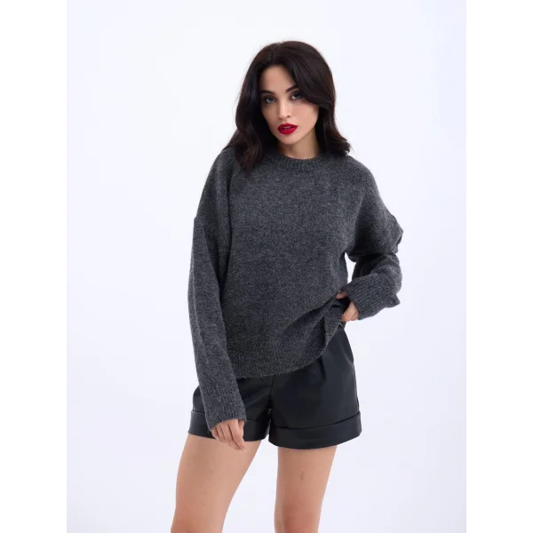 43031 TRİKO YARIM BALIKÇI KISA KAZAK-ANTRASİT