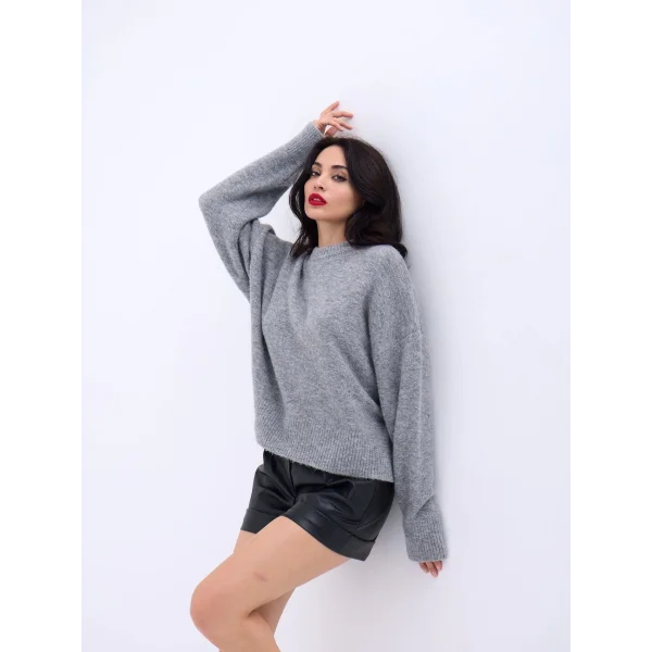 43031 TRİKO YARIM BALIKÇI KISA KAZAK-GRİ