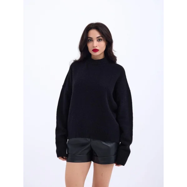 43031 TRİKO YARIM BALIKÇI KISA KAZAK-SİYAH