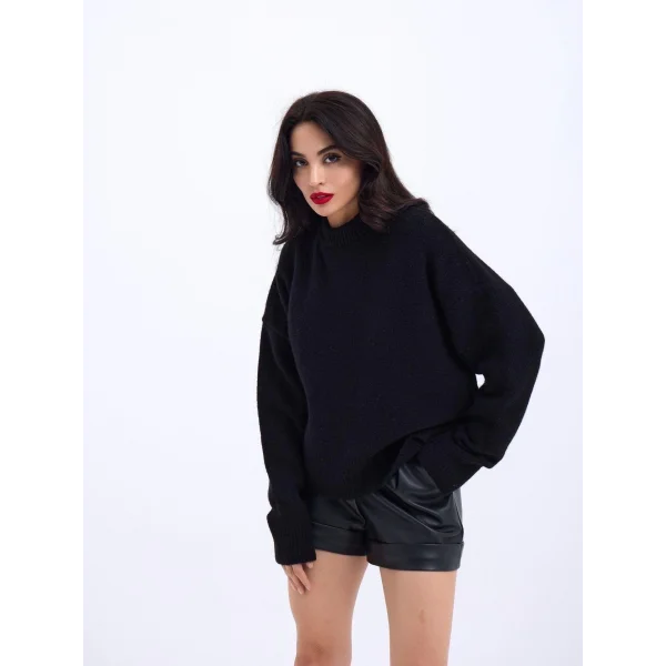 43031 TRİKO YARIM BALIKÇI KISA KAZAK-SİYAH