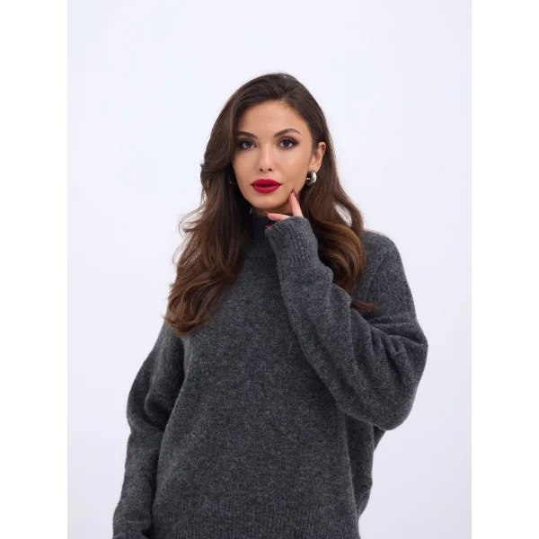 43041 TRİKO SIFIR YAKA KAZAK-ANTRASİT