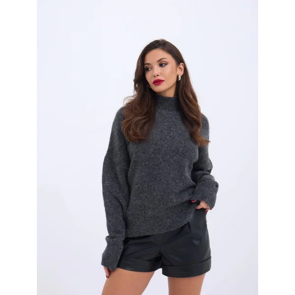 43041 TRİKO SIFIR YAKA KAZAK-ANTRASİT