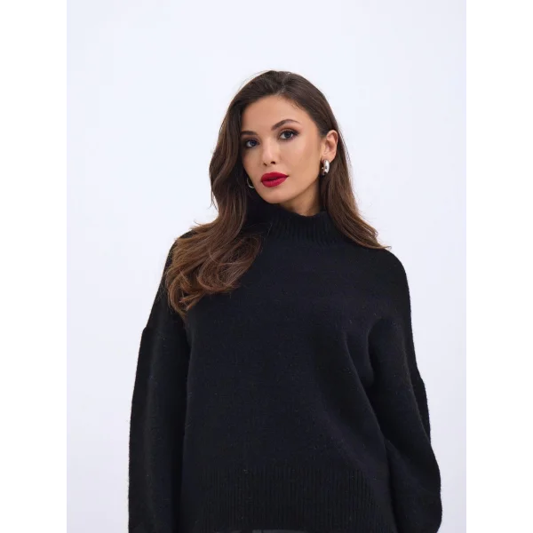 43041 TRİKO SIFIR YAKA KAZAK-SİYAH