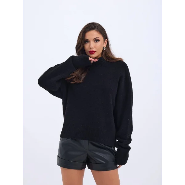 43041 TRİKO SIFIR YAKA KAZAK-SİYAH