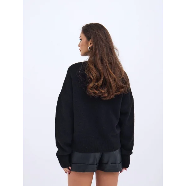 43041 TRİKO SIFIR YAKA KAZAK-SİYAH