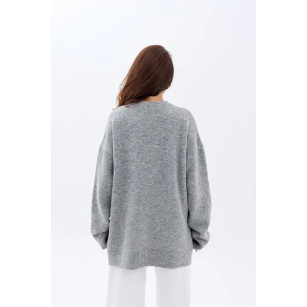 43071 TRİKO SIFIR YAKA SALAŞ KAZAK-GRİ