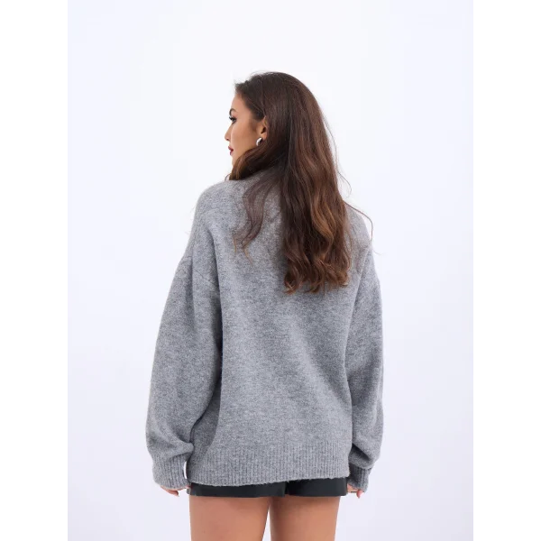 43101 TRİKO ÖNÜ KISA SALAŞ KAZAK-GRİ