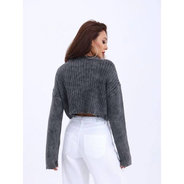 43191 TRİKO CROP KAZAK-SİYAH