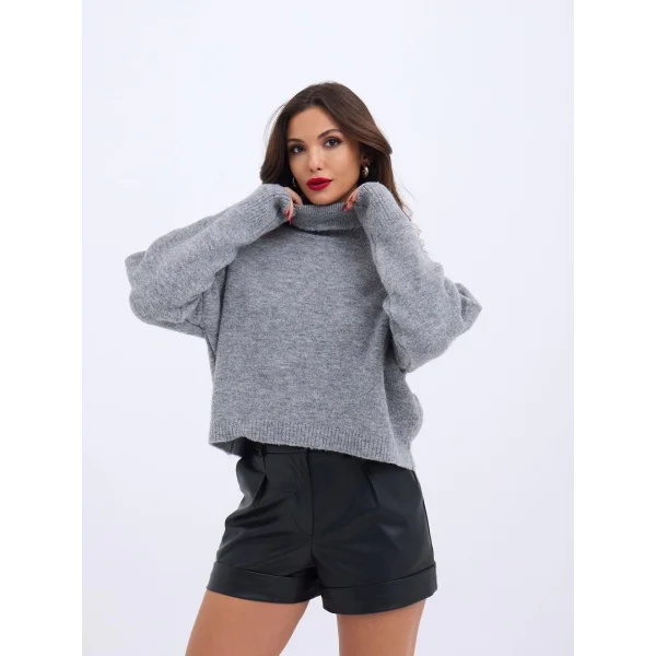 43211 TRİKO BALIKÇI KAZAK-GRİ