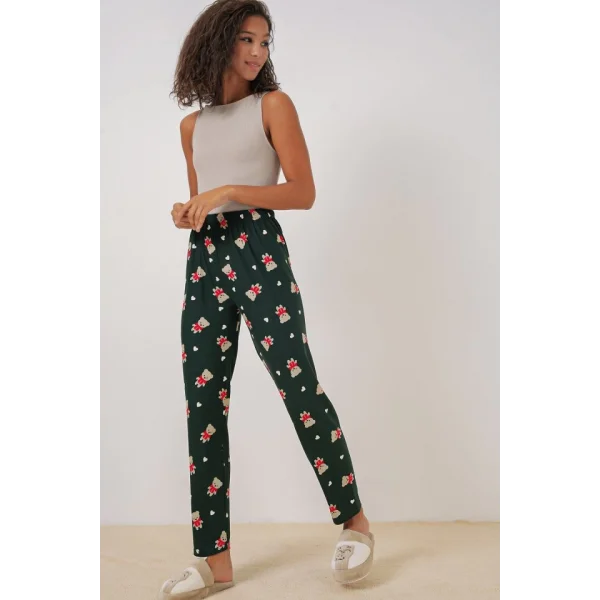 4323 Desenli Pijama Altı - A. Zümrüt Yeşili