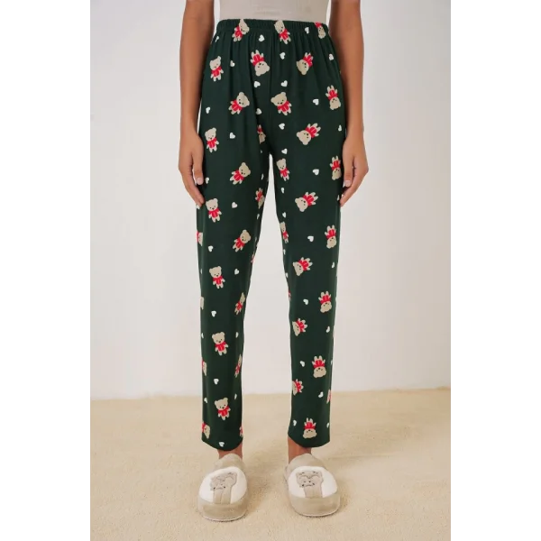 4323 Desenli Pijama Altı - A. Zümrüt Yeşili