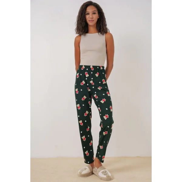 4323 Desenli Pijama Altı - A. Zümrüt Yeşili