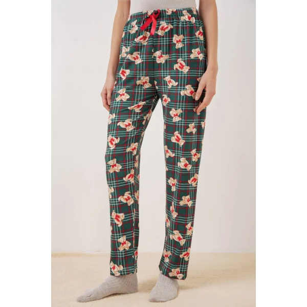 4323 Desenli Pijama Altı - Zümrüt Yeşili