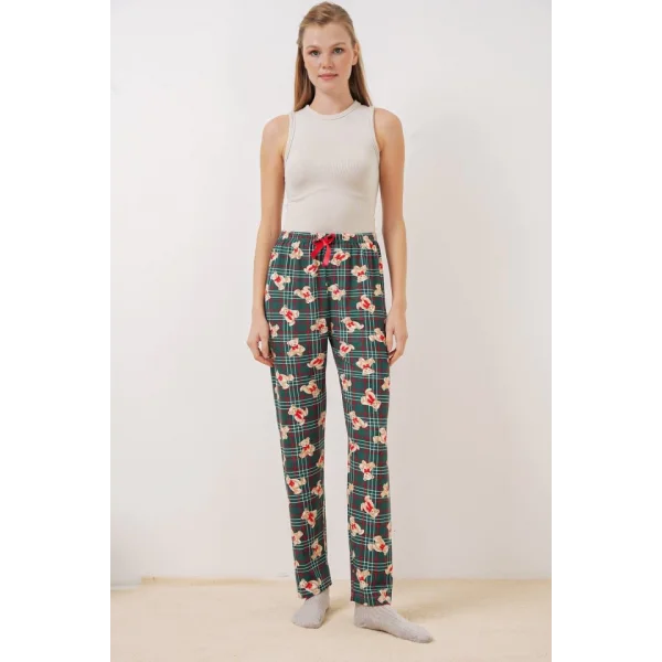 4323 Desenli Pijama Altı - Zümrüt Yeşili