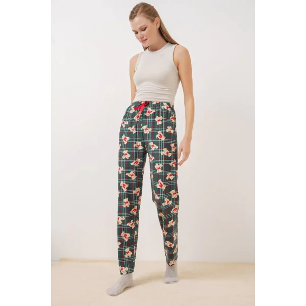 4323 Desenli Pijama Altı - Zümrüt Yeşili