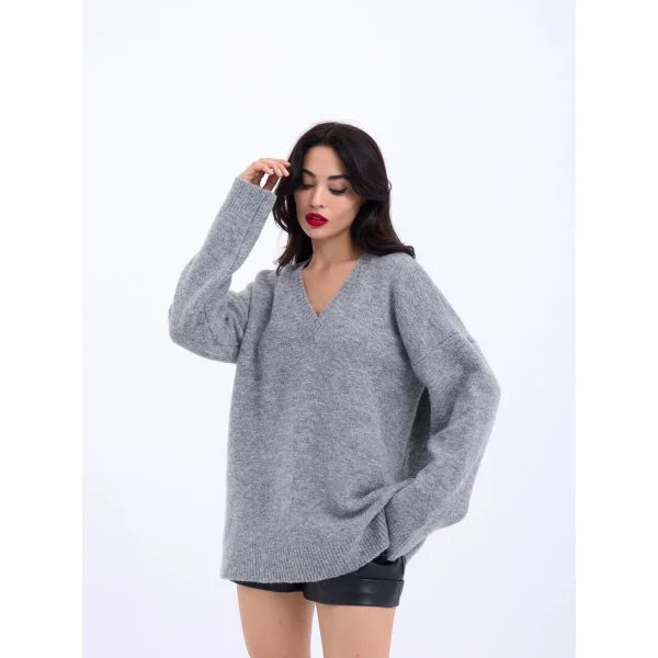 43281 TRİKO V YAKA SALAŞ-GRİ