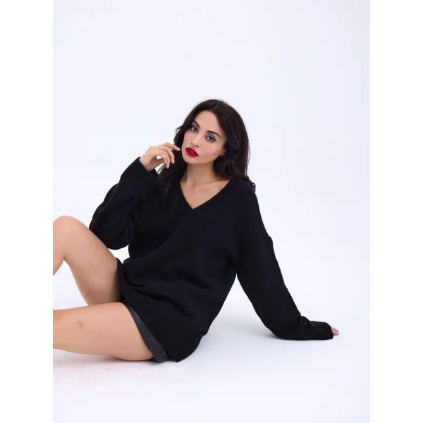 43281 TRİKO V YAKA SALAŞ-SİYAH