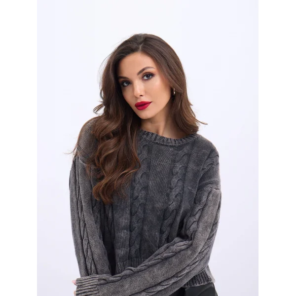 43331 TRİKO SAÇ ÖRGÜ KAZAK-SİYAH