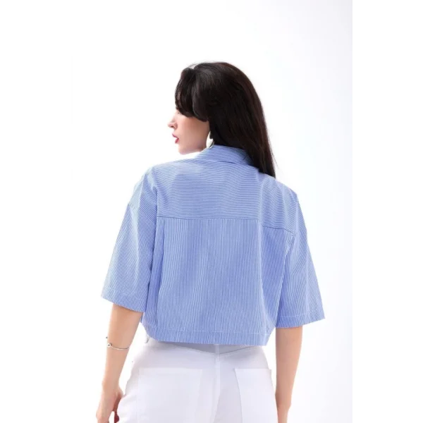 4873 GÖMLEK-MAVİ BEYAZ ÇİZGİLİ