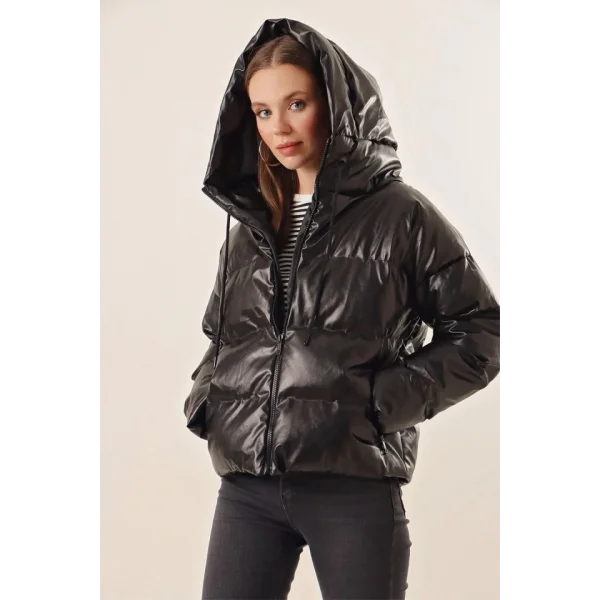 5114 Oversize Deri Mont  Siyah