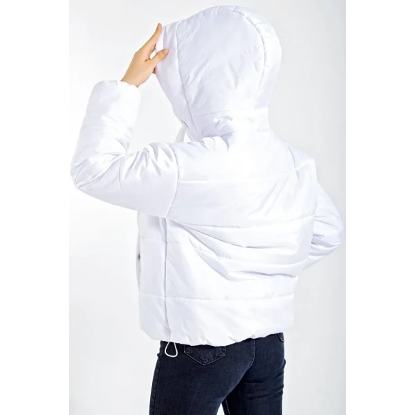 5117 Kapşonlu Şişme Mont  Beyaz