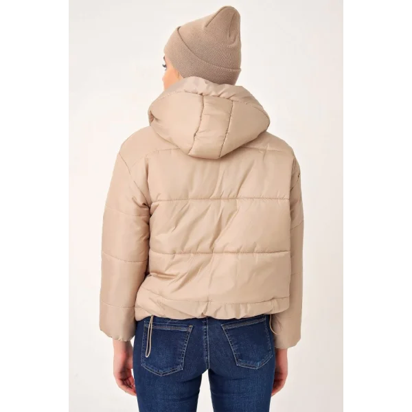 5117 Kapşonlu Şişme Mont  Vizon