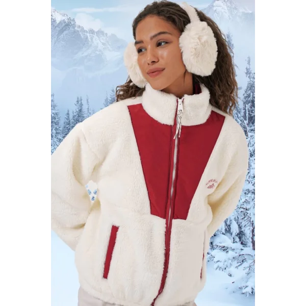 5194 Peluş Mont Ceket  Bordo