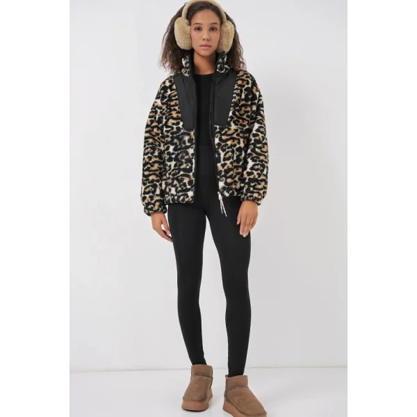 5194 Peluş Mont Ceket  C. Kahverengi