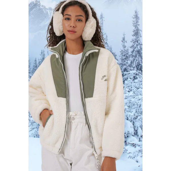 5194 Peluş Mont Ceket  Çağla