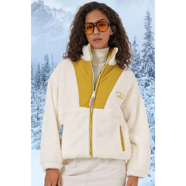 5194 Peluş Mont Ceket  Hardal