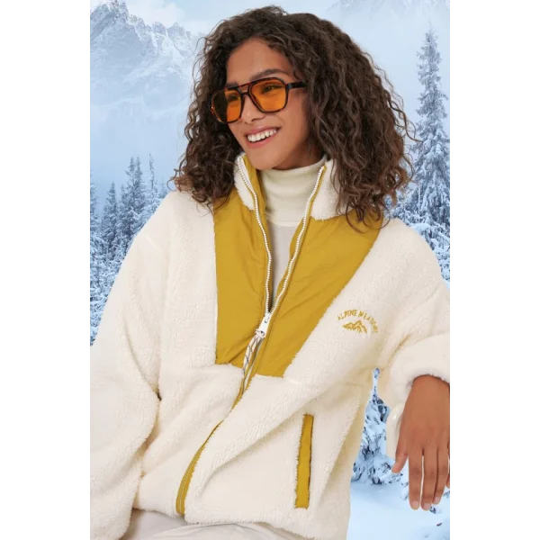 5194 Peluş Mont Ceket  Hardal