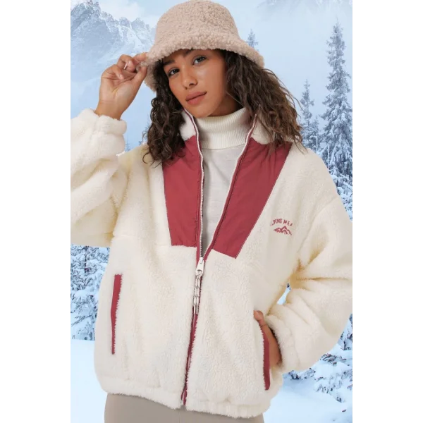 5194 Peluş Mont Ceket  Kiremit