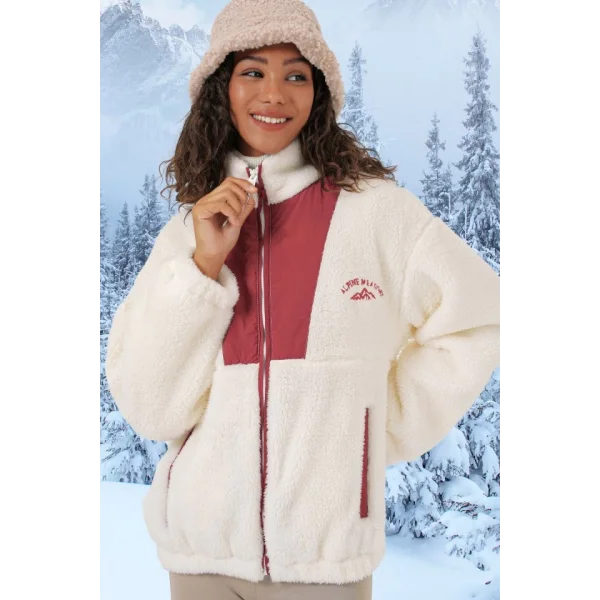 5194 Peluş Mont Ceket  Kiremit