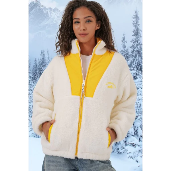 5194 Peluş Mont Ceket  Sarı